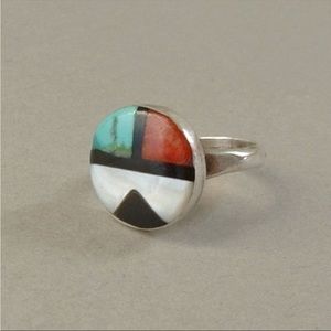 Vintage sterling silver sunface Zuni ring size 5